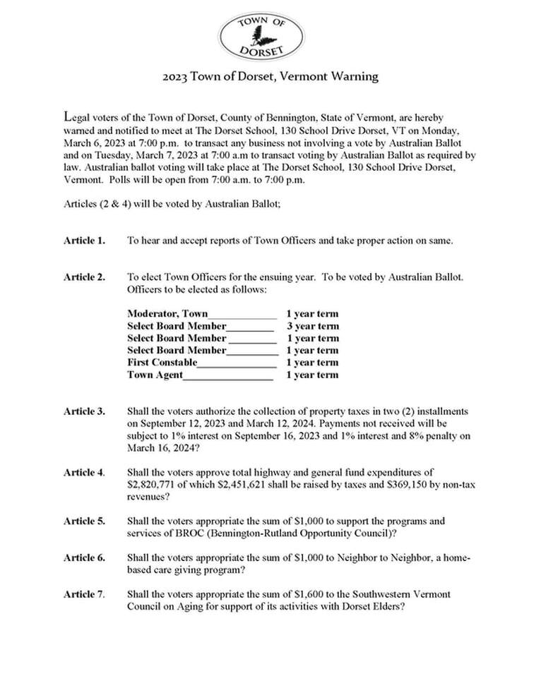 Agendas & Minutes Town of Dorset, VT